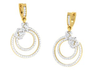 Pendientes de Lujo con Doble Círculo Chapado en Oro y Circonita Cúbica Floral para Mujer, Regalo de Joyería para Bodas y Fiestas - Product Image 4