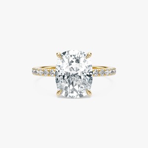 Anillo de compromiso con diamante de laboratorio de 4 quilates, corte cojín, banda pavé de oro macizo de 14K/18K, personalizado, venta al por mayor, OEM, ODM - Product Image 3