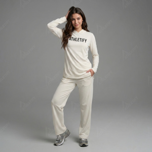 Women Modest Hooded Tunic Trouser Set Solid Red Long Sleeve Islamic Activewear Tracksuit Fitness Yoga Wear All Seasons - Product Image 1