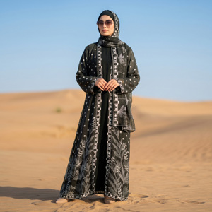 Open Front Loose Breathable <b>Abaya</b> with Matching Hijab for Muslim Women Modest Wear <b>Prayer</b> Islamic Floor Length Dubai Style - Product Image 5
