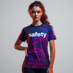 เสื้อยืดนิรภัยสะท้อนแสง ผ้าฝ้ายผสมโพลีเอสเตอร์ สวมใส่สบาย แบบลำลอง พร้อมบริการรับผลิตแบบ OEM ODM - Product Image 1