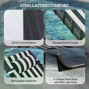Sdraio Pieghevole Moderna per Piscina, in Alluminio Resistente e Olefin, per Arredamento Esterno, Giardino, Spiaggia, Patio e Hotel - Product Image 2