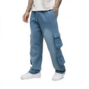 Pantalon droit décontracté à taille mi-haute en polyester et coton, coupe ample, confortable, élégant, pour le travail, les voyages, pour hommes - Product Image 1