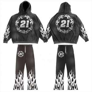 Conjunto Deportivo de Dos Piezas para Hombre, con Capucha y Manga Larga, Personalizado con Logotipo, Pantalones Cortos Unisex, 100% Algodón - Product Image 2