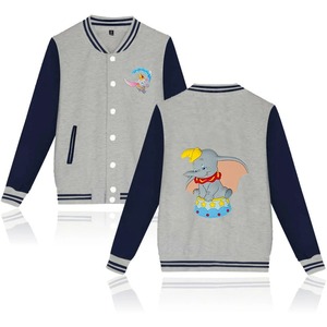 Chaqueta Varsity Ligera de Tela Delgada con Diseño de Parches Estampados de Dumbo, Color Azul Marino y Blanco, Manga Larga, 100% Algodón, Estilo Urbano para Invierno - Product Image 6