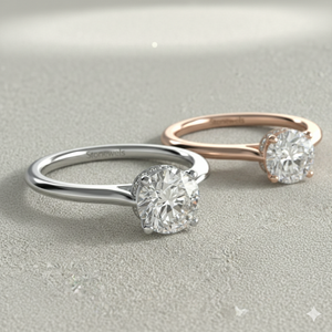 Bague de fiançailles en diamant de laboratoire, or 14 carats, taille ronde, pavé cathédrale, solitaire, fabricant de bijoux sur mesure - Product Image 3