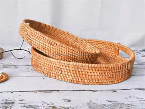 Plateau en rotin personnalisé pour servir et présenter avec support OEM Rotin naturel et perle du Vietnam - Product Image 4