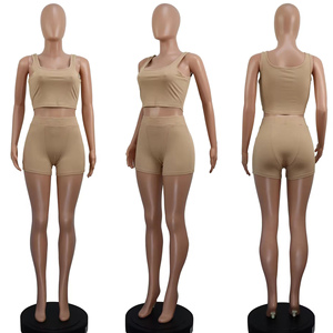 Custom Street wear Sets Women Clothing Women Sets Two Piece Summer Tank Top Set 2 Two Pieces Biker Ladies Shorts Set for Women - Product Image 3