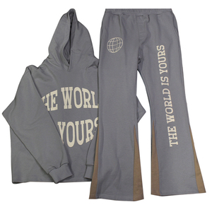 Ensemble deux pièces pour homme : sweat à capuche et pantalon de jogging à bords bruts, personnalisable, en molleton 3D, vente en gros - Product Image 2