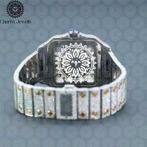 Montre pour homme Charm Jewells en acier inoxydable, boîtier de 40 mm, accents de diamants, analogique, luxe, mode, mouvement mécanique, date automatique, fonction push - Product Image 3