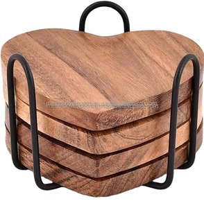 Heart Shaped Wooden <b>Coasters</b> Set Handmade Wooden <b>Drink</b> <b>Coasters</b> for Table Protection Home Decor and Gift - Product Image 1