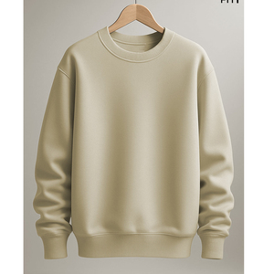 Sudadera Unisex de Cuello Redondo Color Crema, Corte Regular, Tejido de Punto, Estilo Casual para Otoño, Talla Grande - Product Image 1