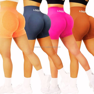 Short d'exercice de fitness taille haute sans couture pour femmes, leggings de yoga de style lavé avec logo personnalisé - Product Image 5