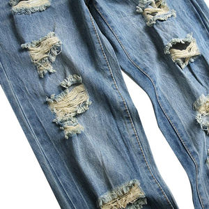 New High Quality Customize Denim Jeans <b>Men</b> Baggy Jeans <b>Men's</b> Heavy Stitching <b>Belt</b> Trousers Distressed Jeans Stonewashed - Product Image 4