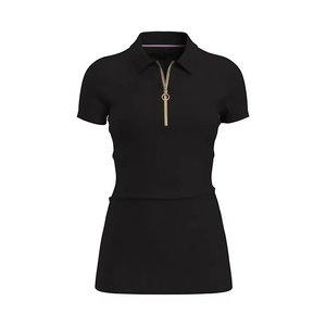 Polo pour femme noir, respirant en maille, anti-boulochage en coton, infroissable - Product Image 1