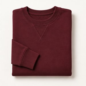 Customize Maroon Mens Modern Straight Classic <b>Crewneck</b> With Triangle Insert Pullover Sweatshirt MCRW-0049 - Product Image 6