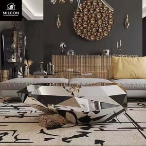 Boca Luxury Wave Polished Brass Center <strong>Table</strong> Living Room Center Coffee <strong>Table</strong> Black Glass <strong>Top</strong> Coffee <strong>Table</strong> Villa <strong>Decoration</strong> - Product Image 3