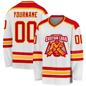 Wholesale Best Selling <b>Top</b> Quality Direct Industry Custom Black Red-White Christmas Santa Claus 3D Hockey Lace Neck Jersey - Product Image 3