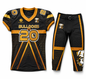 FURAT LEATHERS American Football Jersey Set Navy Yellow V-<b>Neck</b> Short Sleeve <b>Padded</b> Adult Unisex Uniform Moisture Wicking 3D 360g - Product Image 3