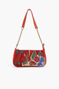 Fashion <b>Red</b> Beaded Handbag Leopard Pattern Embroidery Luxury Cross-Body Shoulder Bag with Zipper Closure 1L Capacity for Women - Product Image 3