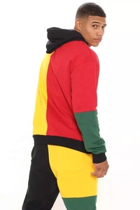 Survêtement en polaire personnalisé avec poche kangourou, manchette côtelée, bloc de couleurs, sweat à capuche en coton, survêtement uni pour hommes et adultes - Product Image 6