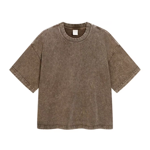 Camiseta de Hombre, Corte Regular, Lavado Ácido, Manga Corta, Cuello Redondo, Casual, Color Sólido, 230 GSM, Algodón, Impresión Serigráfica, Secado Rápido - Product Image 6