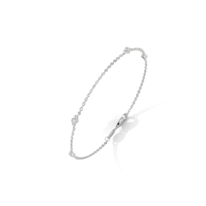Bracelet en or blanc avec diamants, chaîne à enfilage, fermoir ovale, bijoux, cadeau - Product Image 3