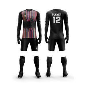 ชุดยูนิฟอร์มฟุตบอลแบบใหม่ล่าสุด พิมพ์ลายแบบซับลิเมชั่น ระบายอากาศได้ดี ผลิตจากโพลีเอสเตอร์ 100% ไซส์พลัส สำหรับฤดูร้อน ชุดเสื้อและกางเกงขาสั้นสำหรับผู้รักษาประตู - Product Image 4