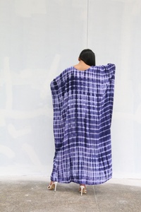 Robe longue de plage Kaftan Tie-Dye Marron en Coton Doux, Coupe Ample Grande Taille, Style Bohème, Idéale pour l'été et les vacances, Cadeau pour Elle - Product Image 5