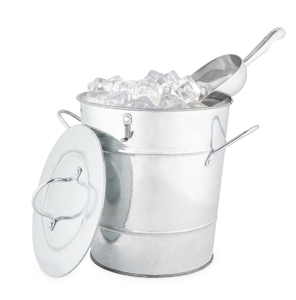 Dual-textured steel bucket with a hammered center band and a professional scoop For Champagne and Party Events At Wholesale rate - Product Image 6