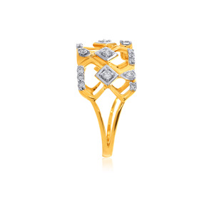 Anillo de Diamantes Rhombic Harmony, Oro de 18K, Diamantes Multiforma, Anillo Calado, Anillo Geométrico Minimalista para Mujer - Product Image 4