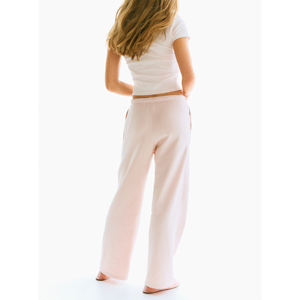 Pantalon ample à jambe large en maille légère 55% lin 45% viscose, taille mi-haute élastique, décontracté, imprimé sérigraphié, teint uni, pour l'été - Product Image 3