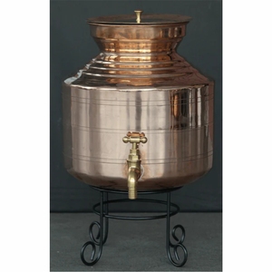 Distributeur d'eau de luxe en cuivre martelé avec support en laiton, pot à boisson vintage pour hôtel, mariage, traiteur - Product Image 5