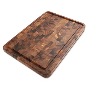Tabla de cortar de madera con ranura para jugos, tabla de picar duradera tipo bloque de carnicero para preparación y servicio de alimentos en la cocina - Product Image 3