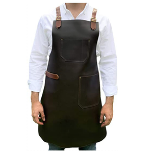 SALUBRIOUS SPORTS Unisex Polished Shiny Dark Cowhide Split Leather Welding Apron with <b>Spark</b> Model SS-LA-0050 OEM Service - Product Image 2
