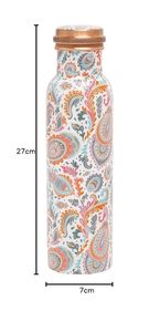 Botella de Agua de Cobre Puro de Diseño, Protección a Prueba de Fugas, Beneficios para la Salud Ayurvédica y del Yoga, 1000 ml, Diseño Rosa Meena, Paquete de 1 - Product Image 3