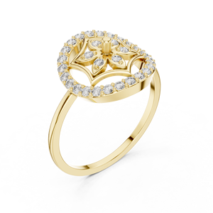 Anillo solitario minimalista de oro amarillo macizo de 14k con diamante redondo de talla brillante para mujer, ideal para compromiso, aniversario o regalo de boda. - Product Image 4