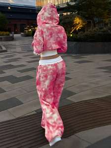 Ensemble 2 pièces à imprimé camouflage pour femme – Haut à manches longues zippé avec pantalon de jogging à cordon de serrage, tenue streetwear - Product Image 2