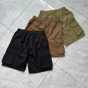 Pantalones cortos Cargo de ajuste holgado para hombre estilo Hip Hop 100% poliéster encaje ecológico patrón sólido ropa informal de moda y deportes de verano - Product Image 2