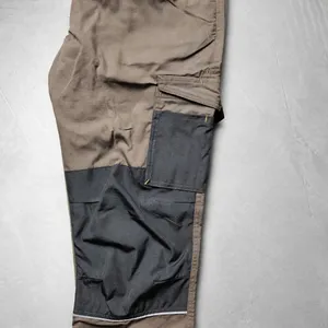 <b>Mens</b> Workwear <b>Trousers</b> Taupe Beige Two Tone with Dark Charcoal Reinforced Pockets <b>White</b> Reflective Stripe Cargo Work Pants - Product Image 6