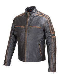 Veste d'hiver en cuir véritable de haute qualité pour homme avec col montant et logo frontal, imperméable et respirante, veste en cuir pour homme - Product Image 2
