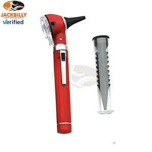 Otoscope en acier inoxydable MINI à fibre optique, couleur rouge, portable, pour examen des oreilles, éclairage lumineux, compact et léger - Product Image 3