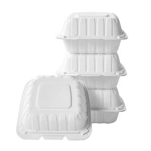 Envase desechable tipo clamshell de 6x6 pulgadas, resistente, impermeable, ecológico, biodegradable, a base de bagazo, para fideos y alimentos, OEM - Product Image 6