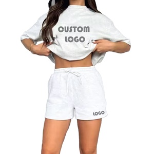 Camisetas de Mujer con Estampado Puff Personalizadas por el Fabricante, Conjunto Informal de Verano, Camiseta y Pantalones Cortos de Dos Piezas - Product Image 1