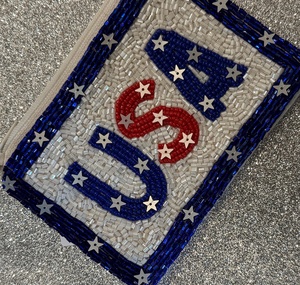 USA Letter Beaded Pouch Star Pattern Coin Purse Zipper Wallet Red White Blue Glass Beads Small Handmade Beaded USA Coin Pouch - Product Image 4