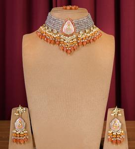 Conjunto de Collar y Pendientes de Moda de la Mejor Calidad, Diseño de Latón Chapado en Oro con Moissanita, Regalo de Boda o Compromiso para Mujer - Product Image 2