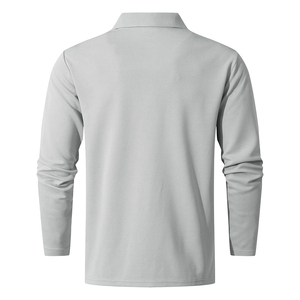 Polo à manches longues pour homme, coupe décontractée, couleur unie, tissu extensible doux, respirant, léger, décontracté, à porter tous les jours, polo classique pour homme - Product Image 3