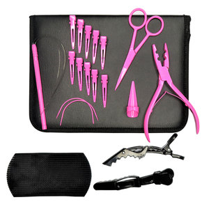 Hair <b>Extension</b> Tools Kit with Hair Pressing Tool Flat Tip <b>Bead</b> Closing Plier Hair Gripper Crocodile Clips Small Scissors - Product Image 6