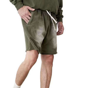 Shorts pour hommes en coton 100% de haute qualité, effet délavé numérique, motif uni, décontracté, sport, streetwear, taille élastique, séchage rapide - Product Image 3