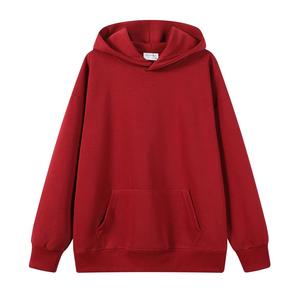 เสื้อฮู้ดผู้ชายสีแดง ผ้าฟลีซสีพื้น ทรงลำลอง ความยาวปกติ มีกระเป๋า ใส่ได้ในฤดูหนาว ผ้าฝ้าย 100% - Product Image 1